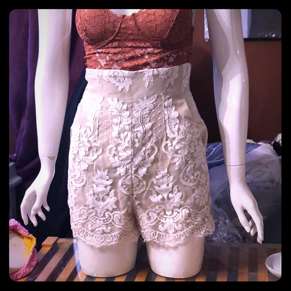 Temperley London high waist lace shorts